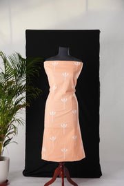 Rustic Bloom Peach Cotton Hand Block Printed Unstitched Suit Set